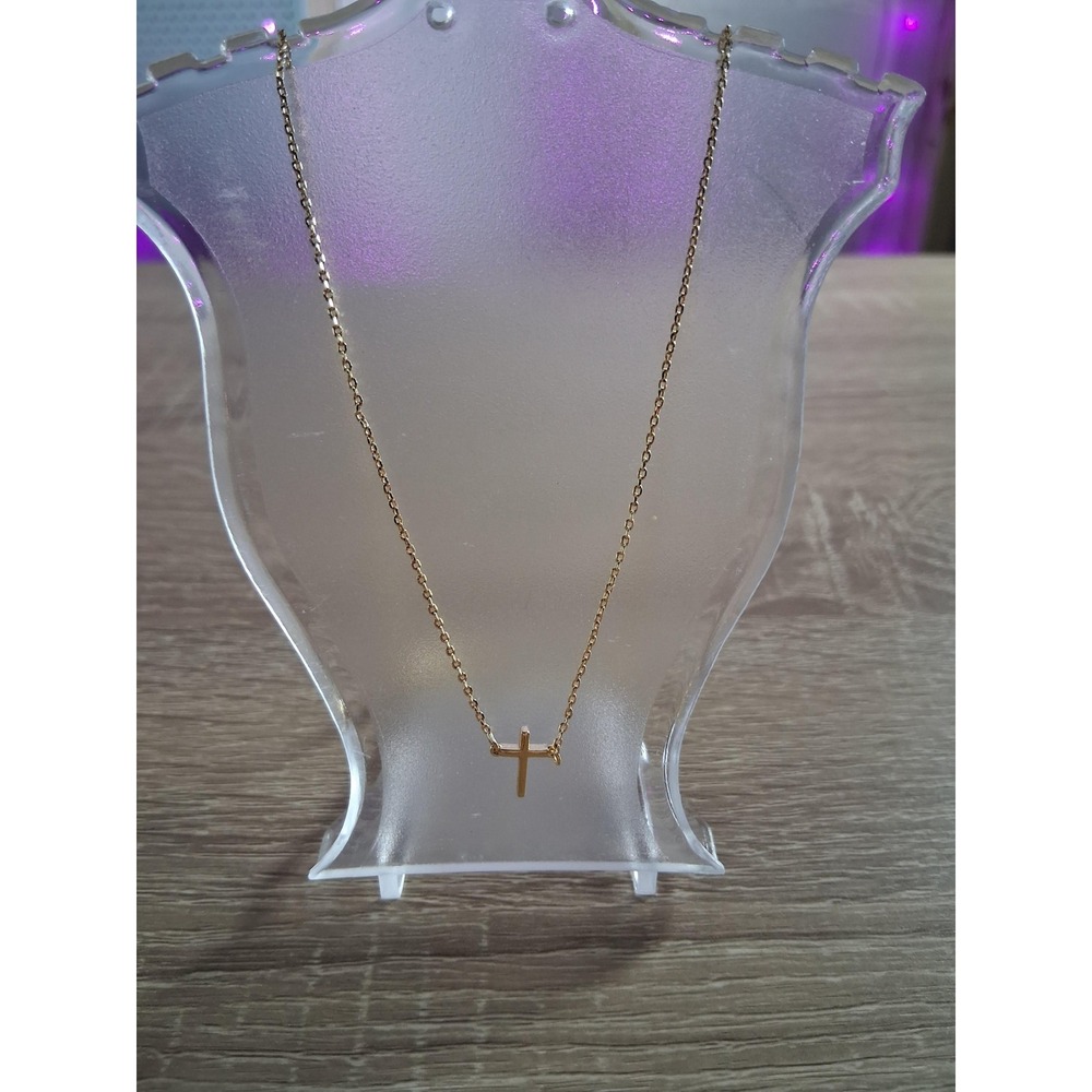 Herier Cross Necklace‎ Women Gold Tone Minimalist Dainty Pendant G-41